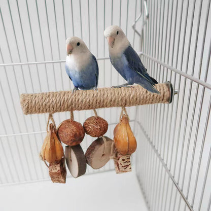 Aktiv Sittpinne med Naturleksaker för Fågel