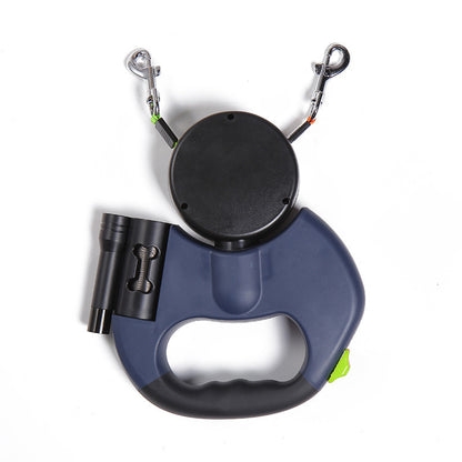 Dubbelt Hundkoppel med lampa & 360° Anti-Trassel