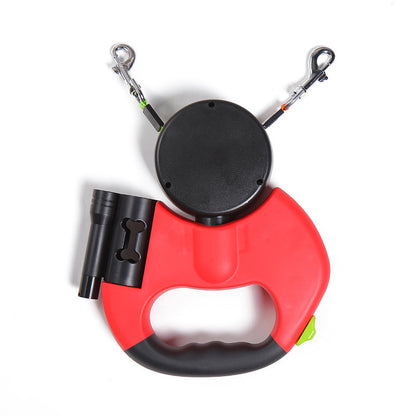 Dubbelt Hundkoppel med lampa & 360° Anti-Trassel