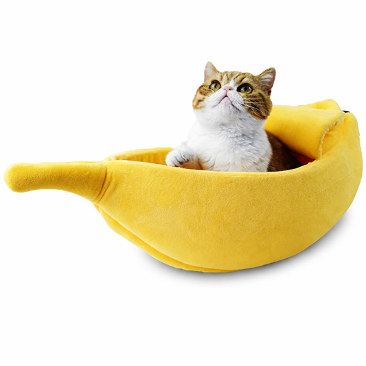 Bananformad Kattbädd med Huva